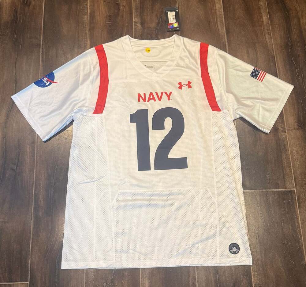 Under Armour Navy Midshipmen NASA Space Collection Football Jersey Size Large